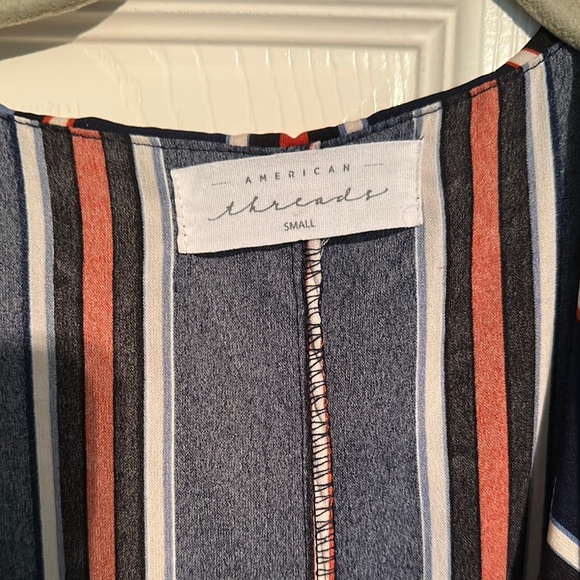 American Threads Striped Ruffle Wrap‎ Romper - Picture 2 of 4